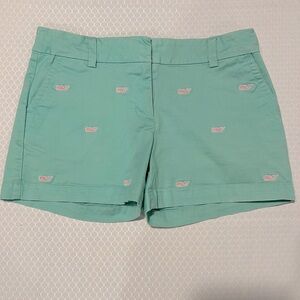 CUTE!!! Mint w/ pink whales. Vineyard Vines size 14, adjustable inside waistband